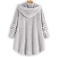 thumbnail image 5 of Plus Size Shearling Jacket For Women Hoodie Button Down Hooded Pajama Tops S-5XL, 5 of 5