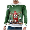 thumbnail image 2 of Ediodpoh Chandail de Sport à Col Rond pour Homme d'Hiver de Noël à Manches Courtes, Décontracté pour les Fêtes, Chandail de Sport à Col Rond pour Homme, Chandail pour Homme Vert Pâle_001 TG, 2 of 4