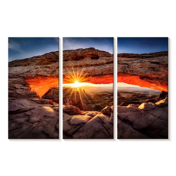 Elephant Stock Mesa Arch Sunrise Canyonlands Ii Wall Art - Horizontal Multi Panel Canvas - Living Room Wall Decor - Nature Multi Panel - Blue And Brown Decor By Scott Stulberg - 23" x 14"