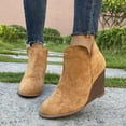 thumbnail image 4 of Funie Bottines en Daim à Bout Fermé Fermeture Éclair Latérale pour Femmes Automne Hiver, 4 of 8