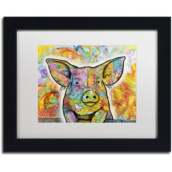Trademark Fine Art 'The Pig' Canvas Art by Dean Russo, White Matte, Black Frame