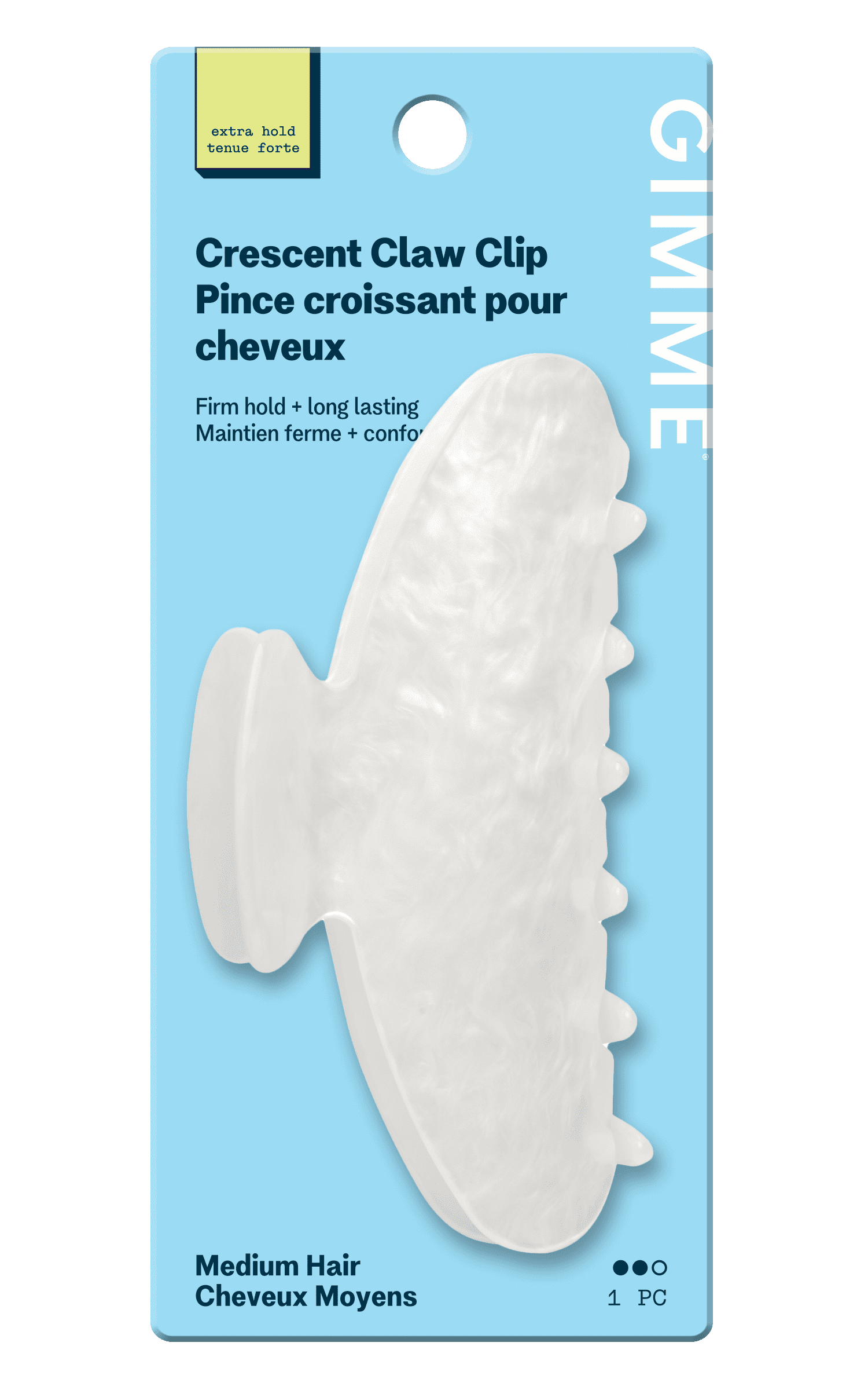 Gimme Beauty Fashion Claw Clip for Medium Hair Twists & Buns, Pearl Acrylic, 1 Count