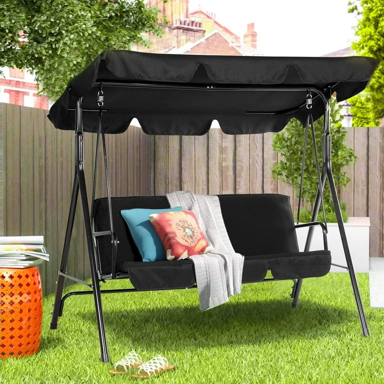 AECOJOY Stainless Steel Porch Swing Black Walmart