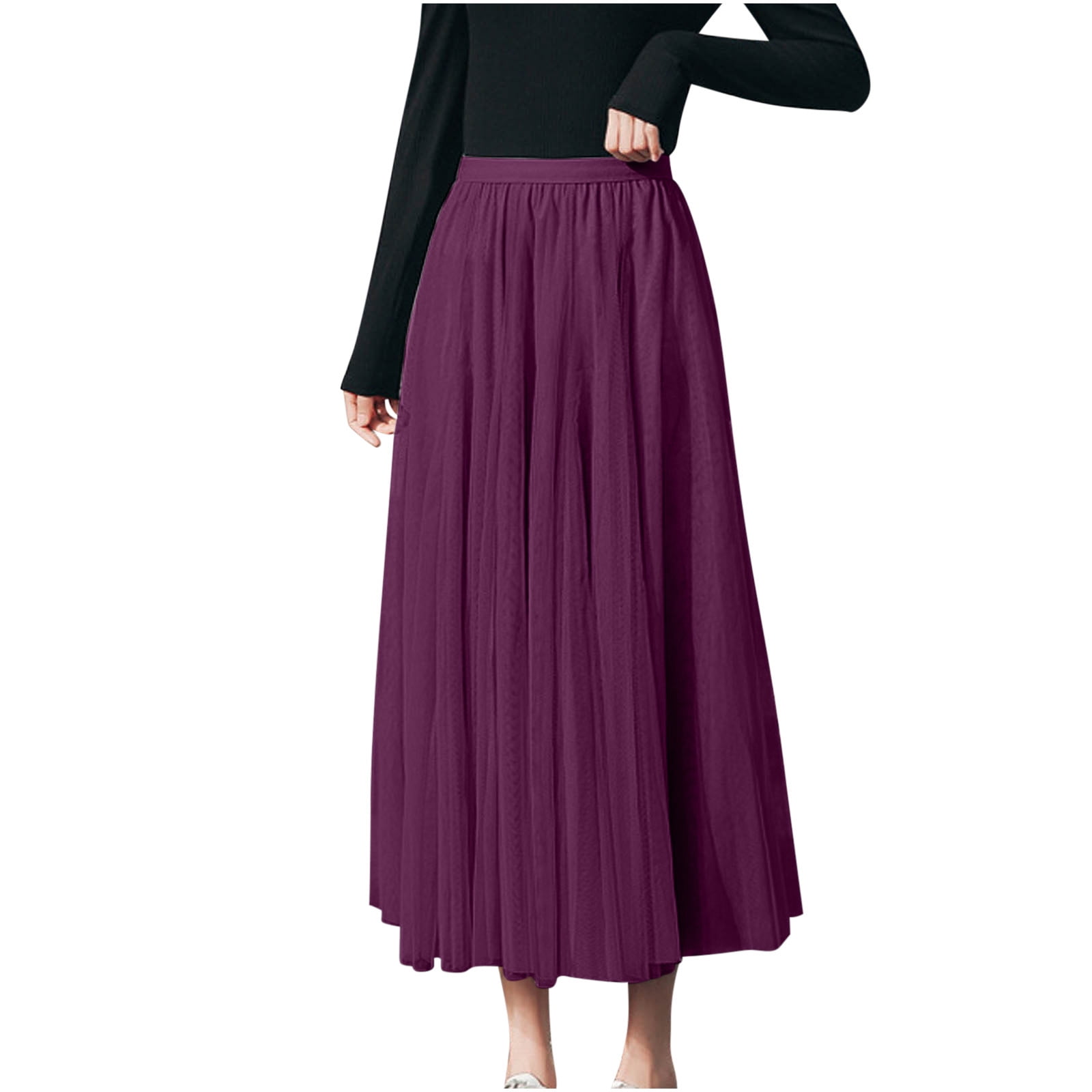 jovati Pleated Skirts for Women Fashion Women Solid Skirt Strap