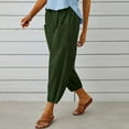 thumbnail image 3 of WREESH Womens Cotton Linen Pants Fashion Summer Casual Loose and Pocket Trousers Pants Olive Green, 3 of 8