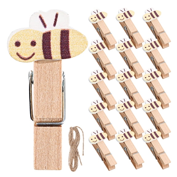 Hemobllo 50PCS Mini Wooden Clothespins for Securing Snack Bags with Jute Twine for Home Decor