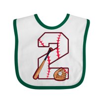 Inktastic Baseball Second Birthday- Two Years Old Boys or Girls Baby Bib