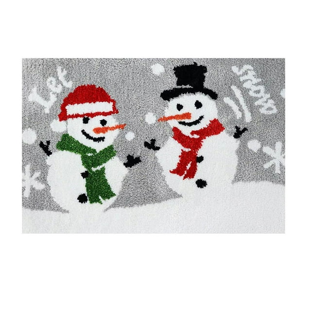 GUANGHONG Christmas Doormat Winter Bath Rug Snowflak Mats Front Door Mat Decorative Non Comfortable Mat Home Cashmeree Imitation Living Room Rugs Fuzzy Carpet for Living Room Large Knit Blanket