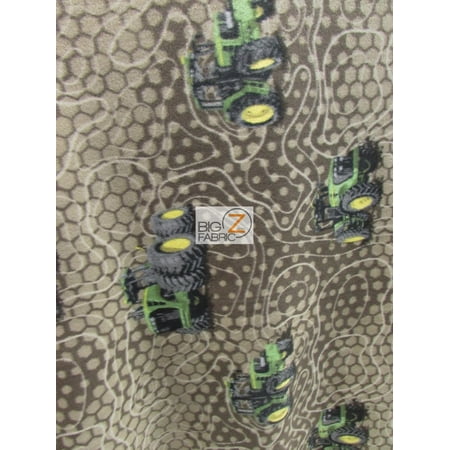 Cut Yard Tractor Fleece Printed Fabric / Farm Land Tractors Brown By Springs Creative / Sold By The Yard ()