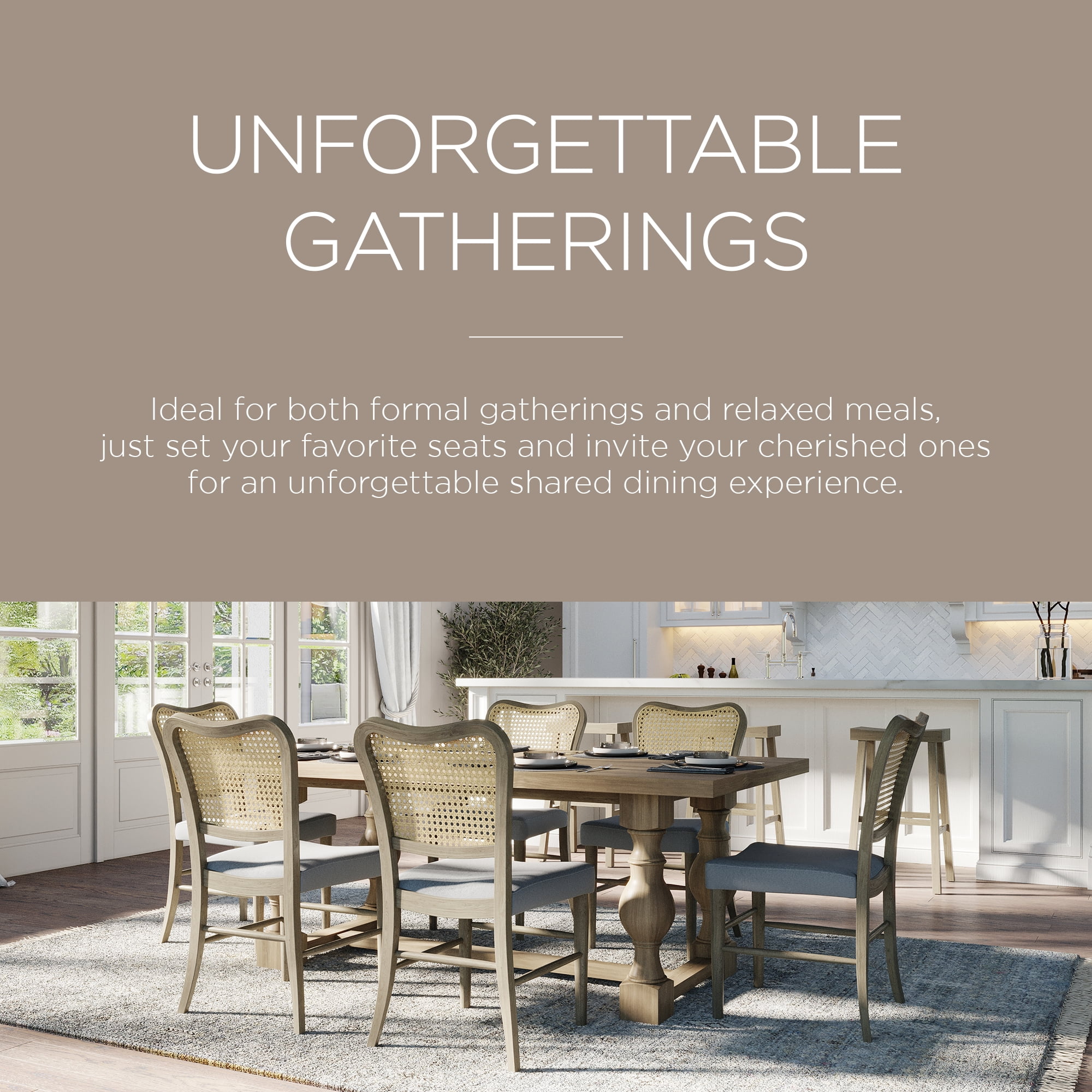 Maven Lane Leon Traditional Wooden Dining Table in Antiqued Grey Finish
