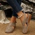 thumbnail image 2 of Wedge Sandals for Women Closed Toe Hollow out Fashion Gladiator Summer Beach Orthopedic Shoes with Hook and Loop Khaki Size 7, 2 of 7
