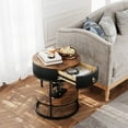 thumbnail image 5 of VENTOPYR 2-Tier Metal End Table with Drawer,Wooden Round Nightstand with Shelf, 5 of 7