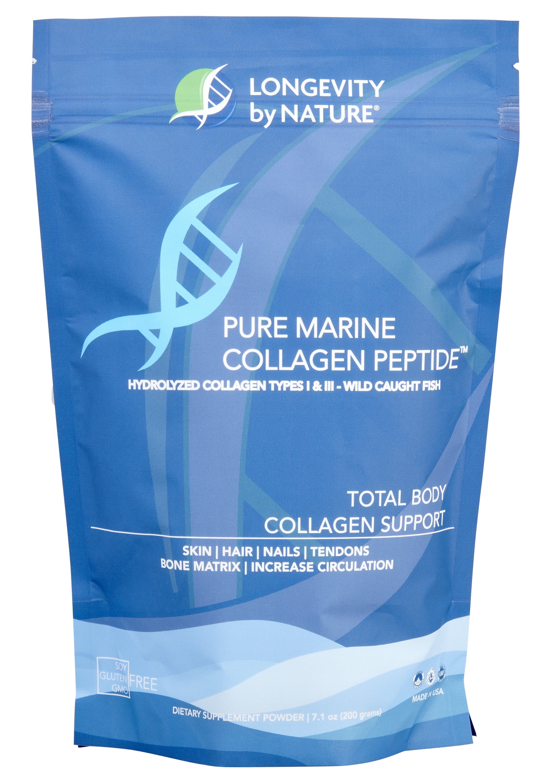 Longevity By Nature Marine Collagen Peptides Powder, Hydrolyzed Collagen Supplement, 7.1 Oz, 1 Each