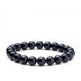 thumbnail image 2 of Pulsera de ágata con cuentas redondas de ágata negra natural (1 unidad). Pulsera elástica de varias capas., 2 of 4