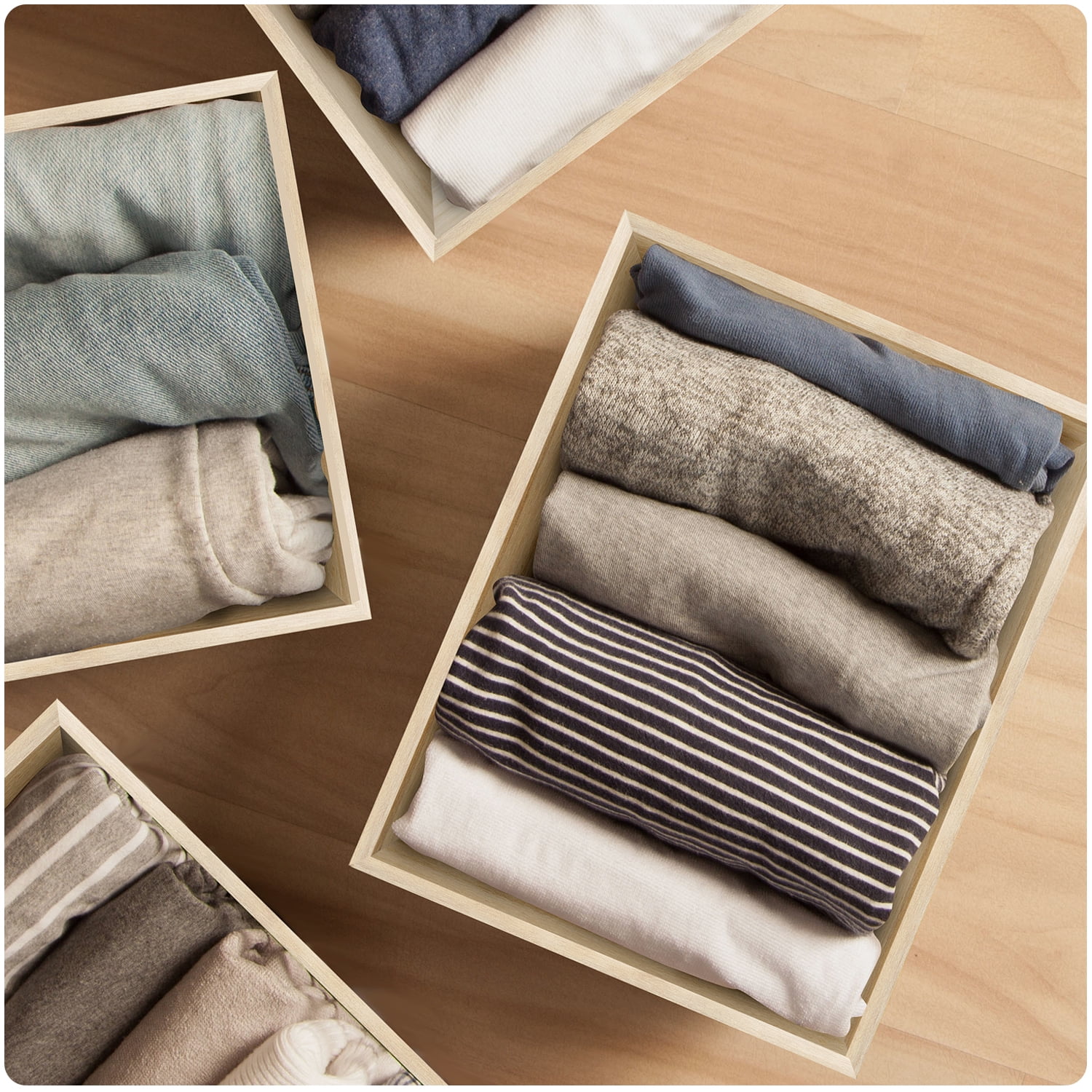 Sorbus Wooden Box for Pantry Cabinet Organizer, Natural, 3 Count
