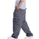 thumbnail image 4 of Pantalones largos de moda para hombre, casuales, de color sólido, con bolsillos y cremallera, cintura elástica, de algodón., 4 of 4