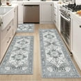 thumbnail image 3 of Findosom Boho Kitchen Rugs 3Piece Set,Non-slip Washable Kitchen Mats for Floor Kitchen Runner,Soft Belgian Velvet Floor Mat Carpet Runner Rugs for Hallway,Laundry Room,Kitchen Door Mat,Gray, 3 of 9
