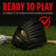 Franklin Sports Field Master Baseball + Softball Glove, 11 in, Black/Gold, Left Hand Throw