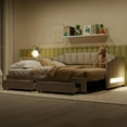 thumbnail image 4 of Harper & Bright Designs Twin XL to King Extendable Daybed with Storage Drawers & LED Lights, Upholstered Convertible Sofa Bed for Guest Room, Beige, 4 of 14