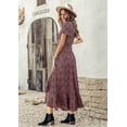 thumbnail image 2 of PRETTYGARDEN Women's Summer Wrap Maxi Dress Casual Boho Floral V Neck Short Sleeve Ruffle Hem Split Beach Long Dresses, 2 of 7