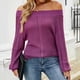 thumbnail image 2 of Blusa con hombros descubiertos, manga larga, Color puro, Tops casuales de moda para mujer, 2 of 7