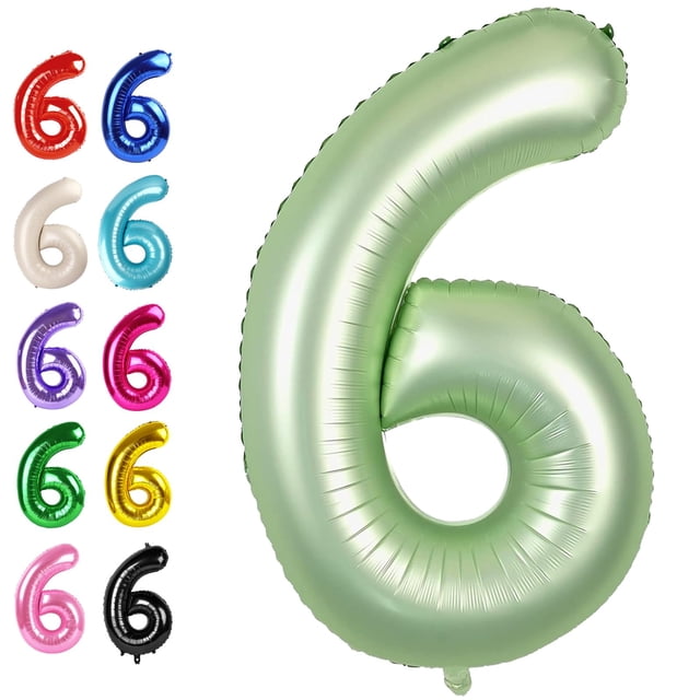 Globo de foil número 6 verde salvia de 40" Upgesy