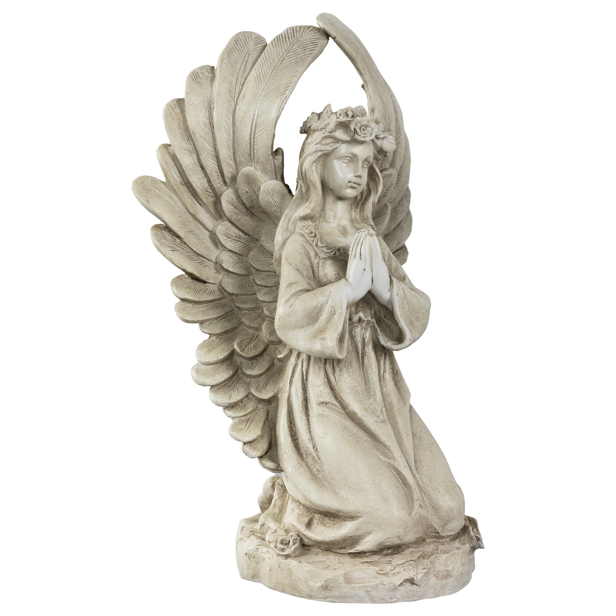 15.25" Angel Kneeling in Prayer Outdoor Garden Statue