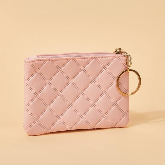 Leather Coin Purse Keychains Pink 147mm