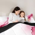 thumbnail image 4 of Manfei Watercolor Ink Painting Full Size Comforter Sets, Modern Abstract Art Bedding Comforter Set, Pink White, Black Reversible 3 Pieces, 1 Comforter and 2 Pillowcases, 4 of 6