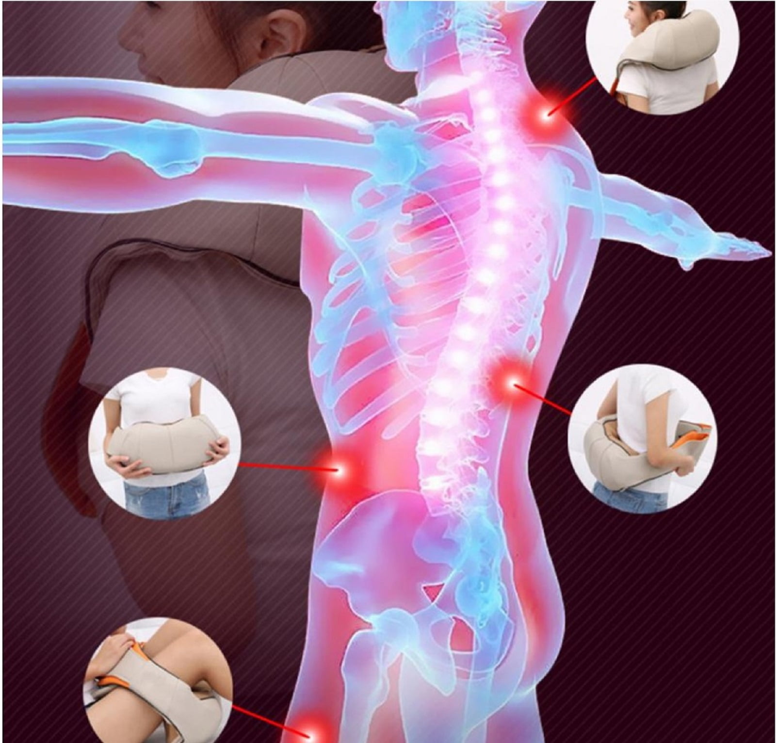 Shiatsu Neck and Back Massager with Soothing Heat - Electric Deep Tissue 3D Kneading Massage Pillow for Shoulder, Leg, Full Body Muscle Pain Relief - Car, Office, Home Use - Great Gift Idea