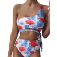 thumbnail image 4 of Yuemengxuan Women Popular One Shoulder Bikini with High Waist Briefs, Tropical Pattern, 4 of 4