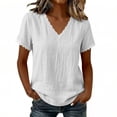 thumbnail image 3 of Diufon Cotton Linen Tops for Women Lace Trim V Neck Short Sleeve Shirts Summer Fashion Vacation Boho Blouses, 3 of 7