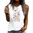thumbnail image 3 of Pxxlle Casual Tank Tops for Women Cotton Sleeveless Crewneck Tank Top Trendy Floral Graphic Shirts Summer Beach Vacation Clothes White M, 3 of 5
