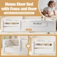 thumbnail image 6 of Miniyam Twin House Floor Bed with Fence and Door, Enclosed Kids Floor Bed Frame with Built-In Tray and Removable Signboard, White, 6 of 7