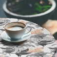 thumbnail image 3 of Ambesonne Bird Print Fitted Round Tablecloth, Dancing Cranes Fly Wings, 36"- 40" Diameter, Grey Dark Peach and White, 3 of 5