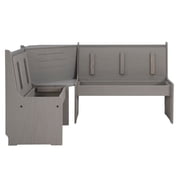 Linon Talon Pine Wood Corner Dining Nook Set with Storage in Gray Finish