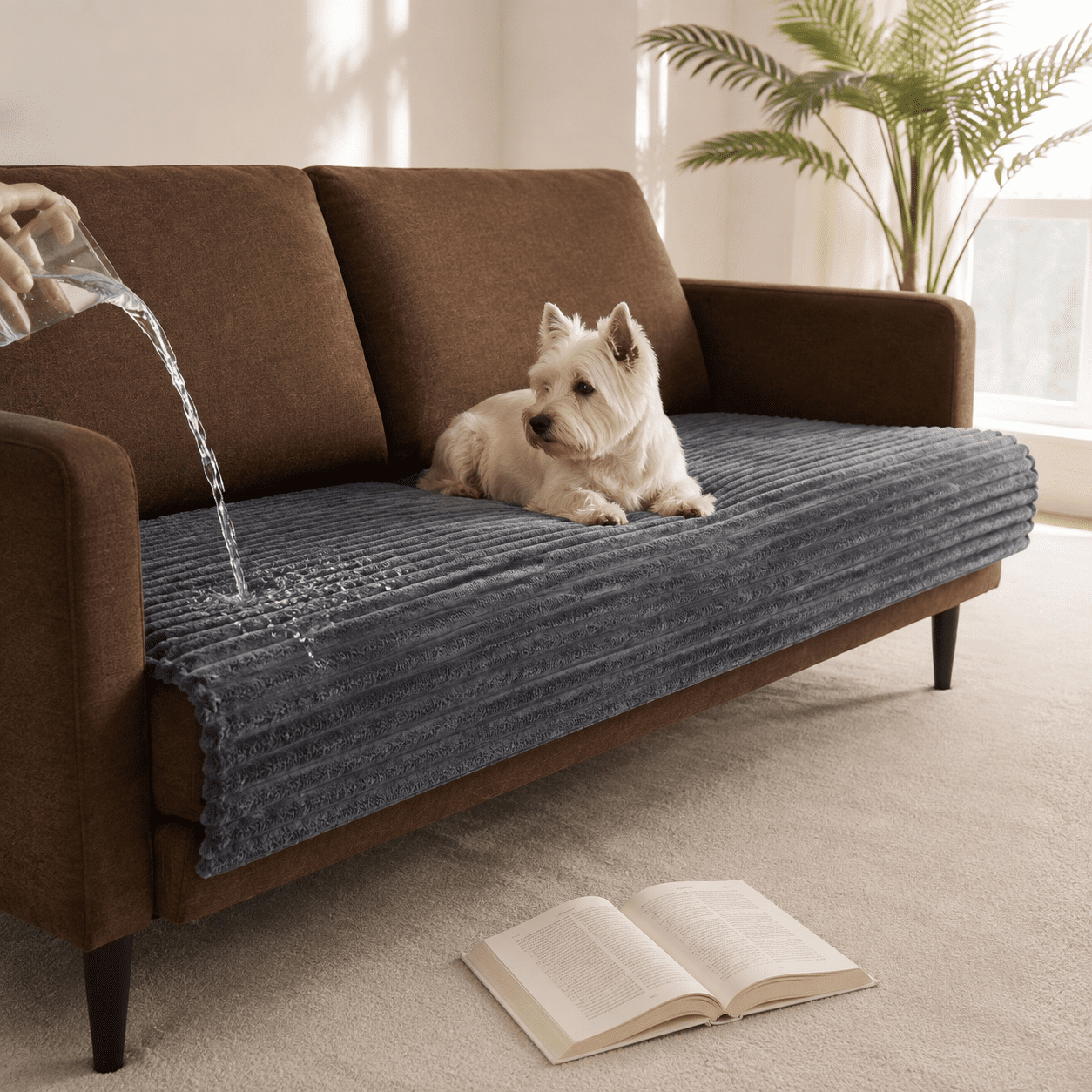 Titanium Gray 33 x 85 1 Pack Dual Non-Slip Waterproof Pet Sofa & Chair Protector