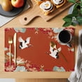 thumbnail image 2 of Red Crane Placemats Set of 4, Vintage Red Teal Spring Floral Botanical Placemats for Dining Table, Place Mats for Kitchen Tabletop, Waterproof Wipeable Dining Table Mats Set, 2 of 9