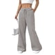 thumbnail image 2 of Pantalones de Salón A Rayas de Pierna para Mujer, Cintura Elástica y Bolsillos Marrón XL, 2 of 9