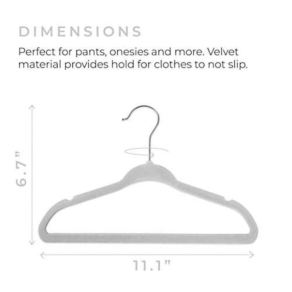 Baby Nest Youth Designs Non Slip Velvet Clothing Hangers, 15 Pack, Gray