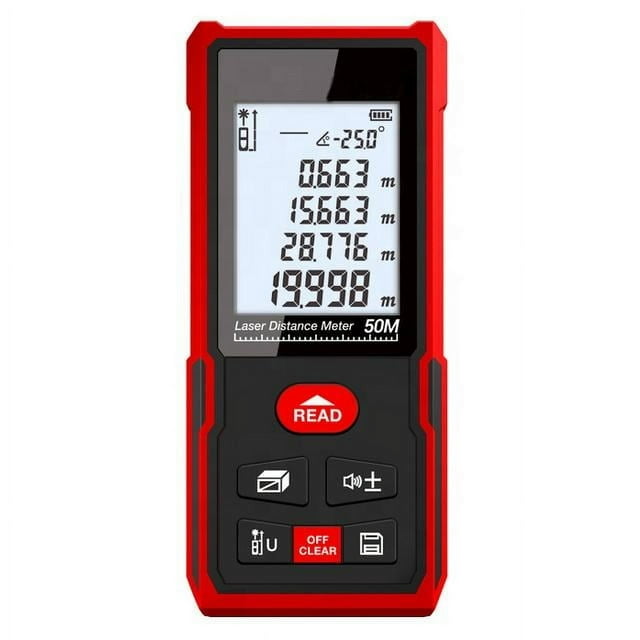 Medidor láser Medidor de distancia láser 40M, Mango portátil Herramienta de medición digital Buscador de rango, LCD retroiluminado más grande