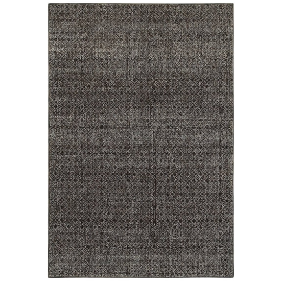 Oriental Weavers Atlas Area Rug - 8048Q - 8'6" x 11'7" - in Black/ Grey - Soft Modern Style Area Rug, Stain Resistant, Family and Pet Friendly , Dining, Living Room Rug