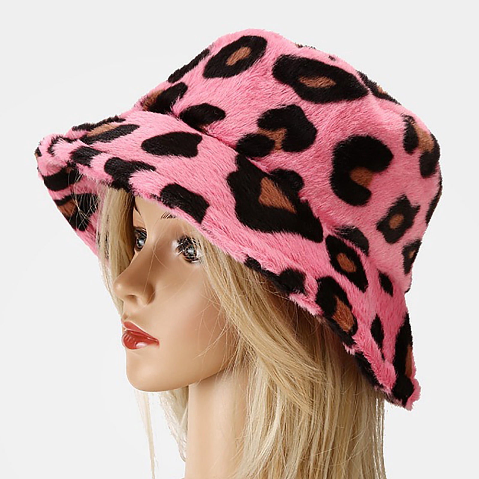 HAOTAGS Fuzzy Bucket Hat for Women Furry Fur Bucket Hat 