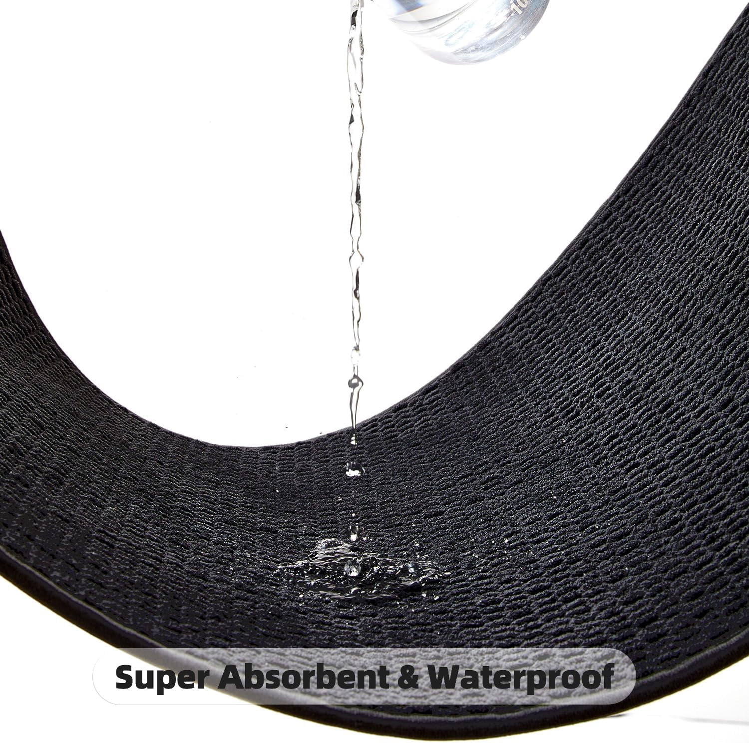 Black Bathroom Rugs Non Slip Washable, Super Absorbent Thin Bath Mat Quick Dry Low Pile Bathroom Rug, Black 24''x47''