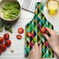 thumbnail image 3 of Indie Cutting Board, Watercolor Triangles Pattern Modern Vibrant Colorful Geometric Grunge Abstract Design, Tempered Glass Cutting and Serving Board, Wine Bottle Shape, Multicolor, by Ambesonne, 3 of 5
