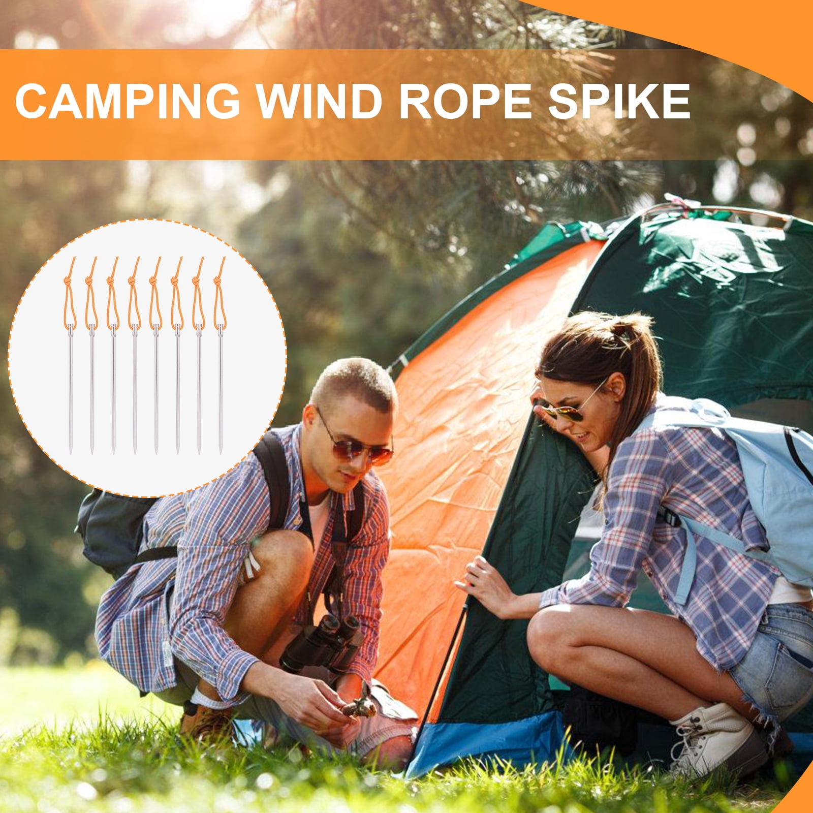 UNTERING Long Camping Tent Stake Alloy Canopy Stakes Spikes Heavy Duty Tent Peg Wind-proof Lengthened Tent Ground Peg