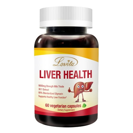 Lovita Liver Health, Milk Thistle Extract 300 mg per Servings, 9000 mg Equivalent, Potent 30:1 Extract, 80% Silymarin, Supports Liver Cleanse, Liver Detox Function, 60 Vegetarian Capsules