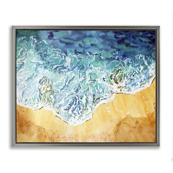 Stupell Industries Eclectic Aerial Wave Splash Shore Gray Floating Frame Canvas Art, 31 x 25, by Sebastian Grafmann
