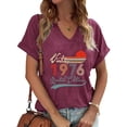 thumbnail image 2 of Womens 2026 Spring Tops Short Sleeve 1976 Print Vacation Tees V-Neck Fashion Trendy Casual T Shirts, 2 of 4