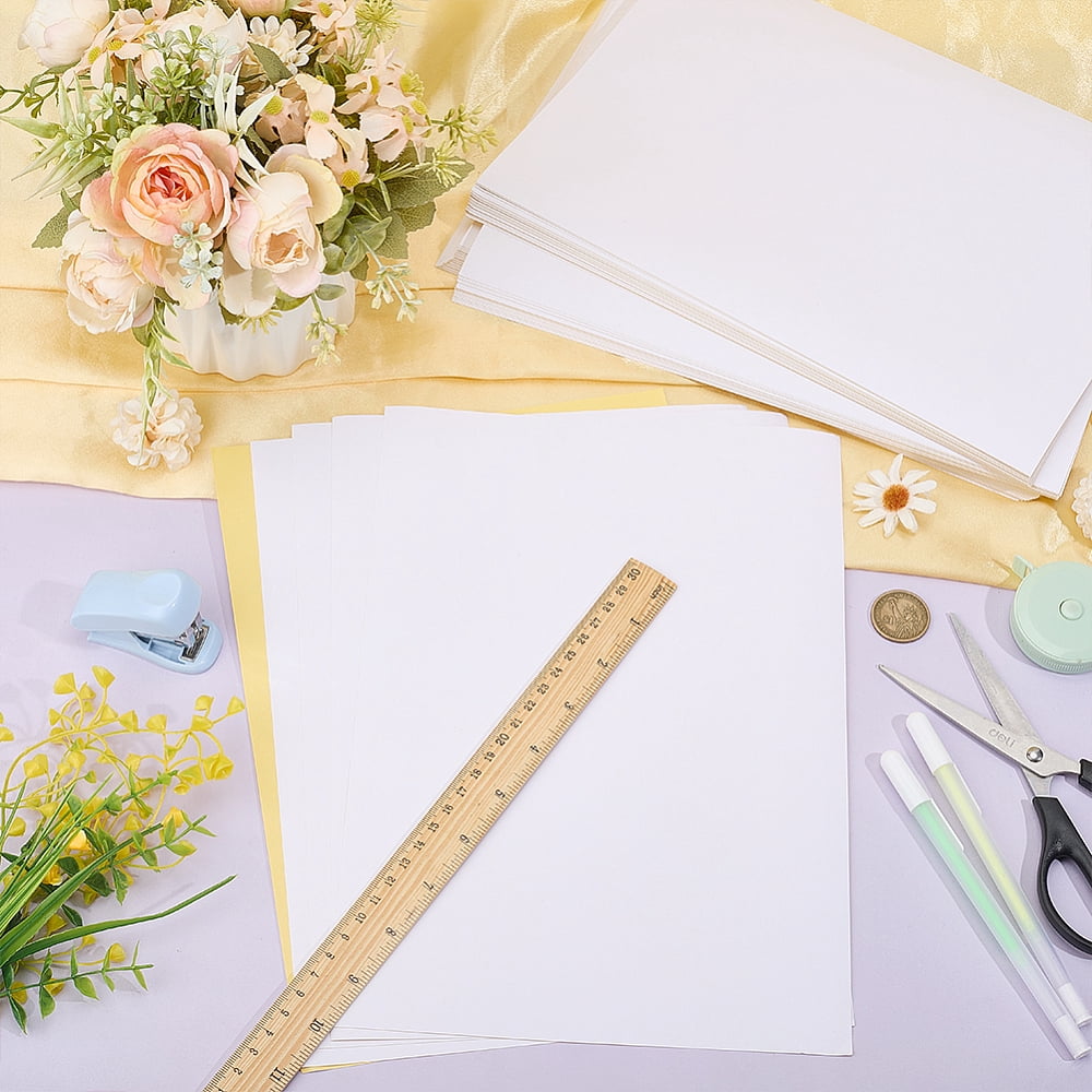 100 Pcs White Waterproof Sticker Printable Sticker Paper Copy Paper A4 Printer Paper Self Adhesive for Inkjet Printer Standard